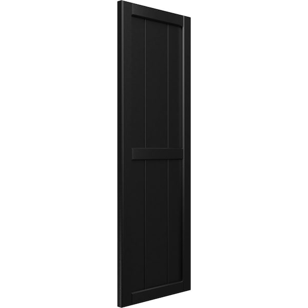 True Fit PVC, Four Board Framed Board-n-Batten Shutters, Black, 21 1/2W X 57H